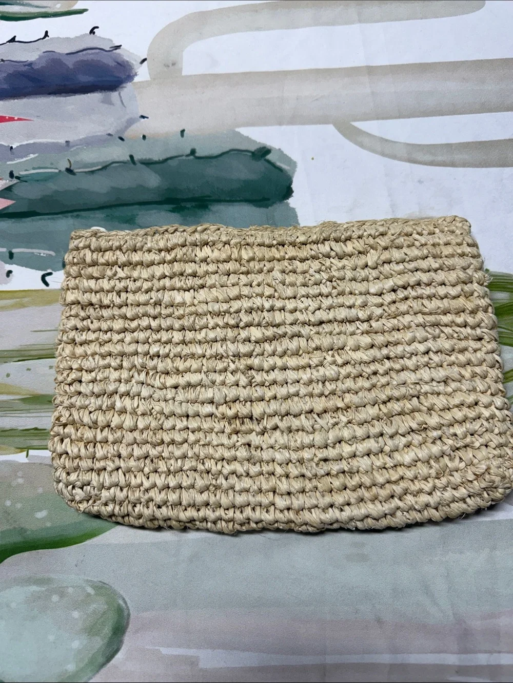 Neutral Beige Handwoven Straw Clutch - Versatile Summer Wristlet bag